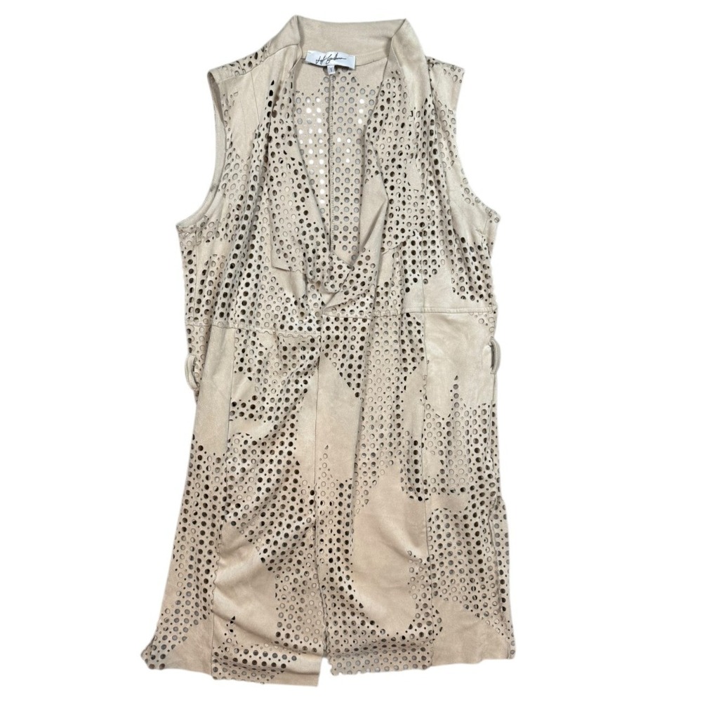Jeff Gallano Designer Sleeveless Eyelet Tunic Top Vegan Suede Sz 1 Small/Medium